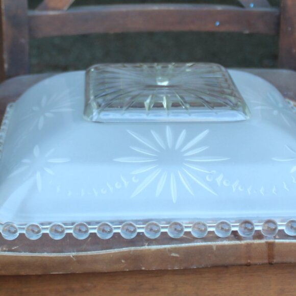 Art Deco Satin Crystal Glass Shade – Atomic Starburst Harmony House Sears 1940s - Picture 8 of 12